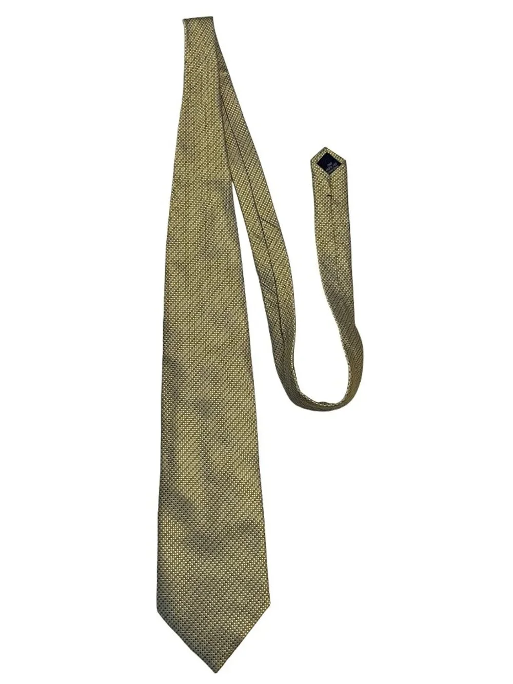Vintage Henry Jacobson Silk Tie Gold Geometric Pattern Classic Mens Necktie